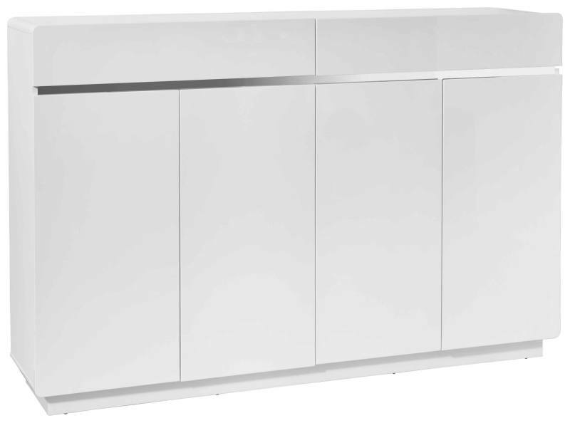 Moderner weißer XL-Schuhschrank mit vier Türen, Frontansicht