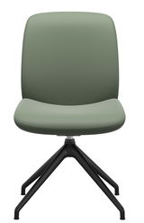 Moderner grüner Stuhl mit schwarzem Metallgestell, Vorderansicht