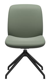 Moderner grüner Stuhl mit schwarzem Metallgestell, Vorderansicht