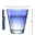 Blaues Trinkglas Twist mit 220 ml Fassungsvermögen, seitliche Ansicht mit Maßangaben.