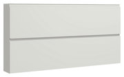 XL-Hängeschuhschrank 2K-T33 in seitlicher Perspektive, modernes Design in Weiß mit zwei Klappen.