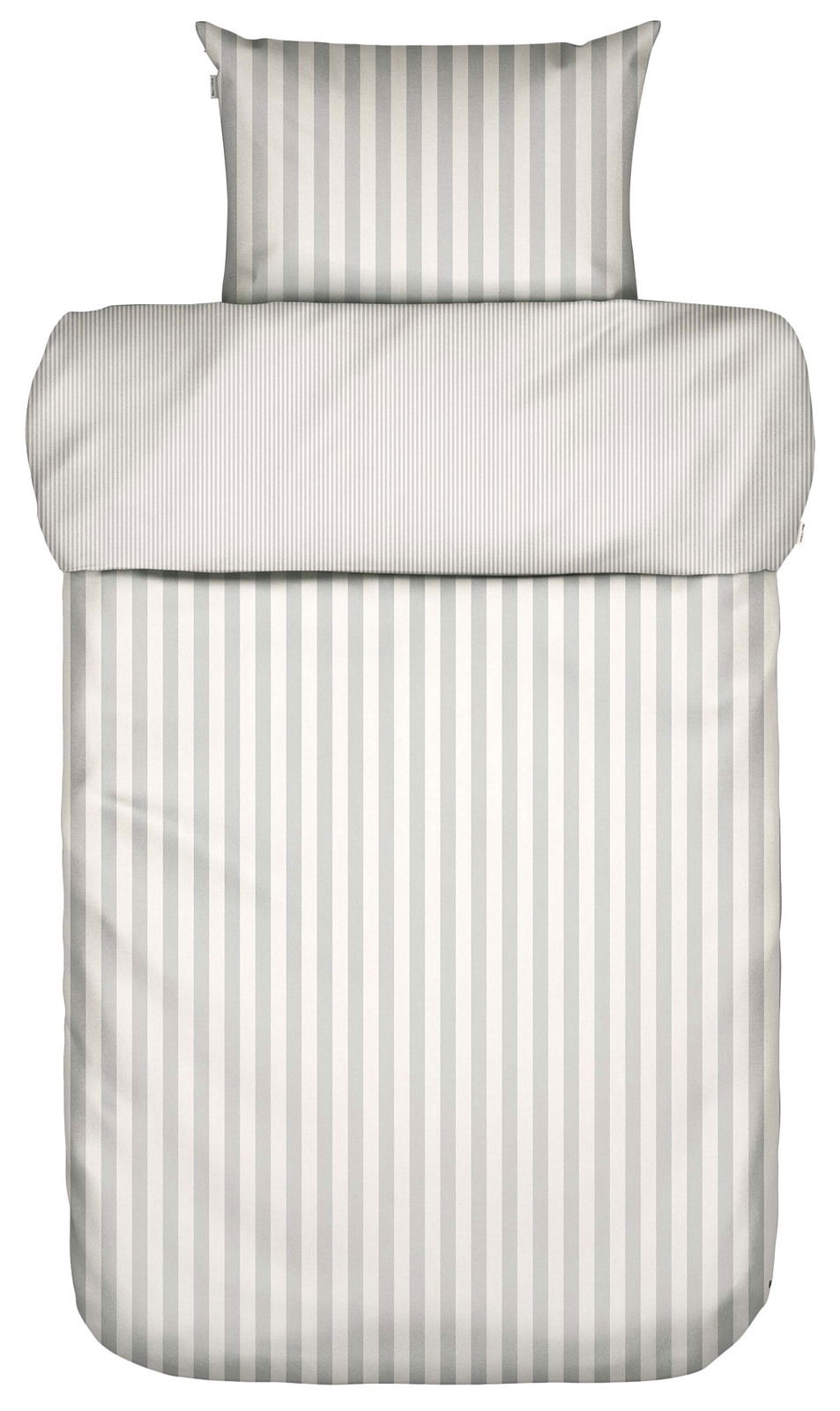 Bettwäsche-Set 155x220cm mit grauen und weißen Streifen, Ansicht von oben