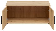 Offener Aufsatzschrank aus Holz mit zwei geöffneten Türen, frontale Ansicht