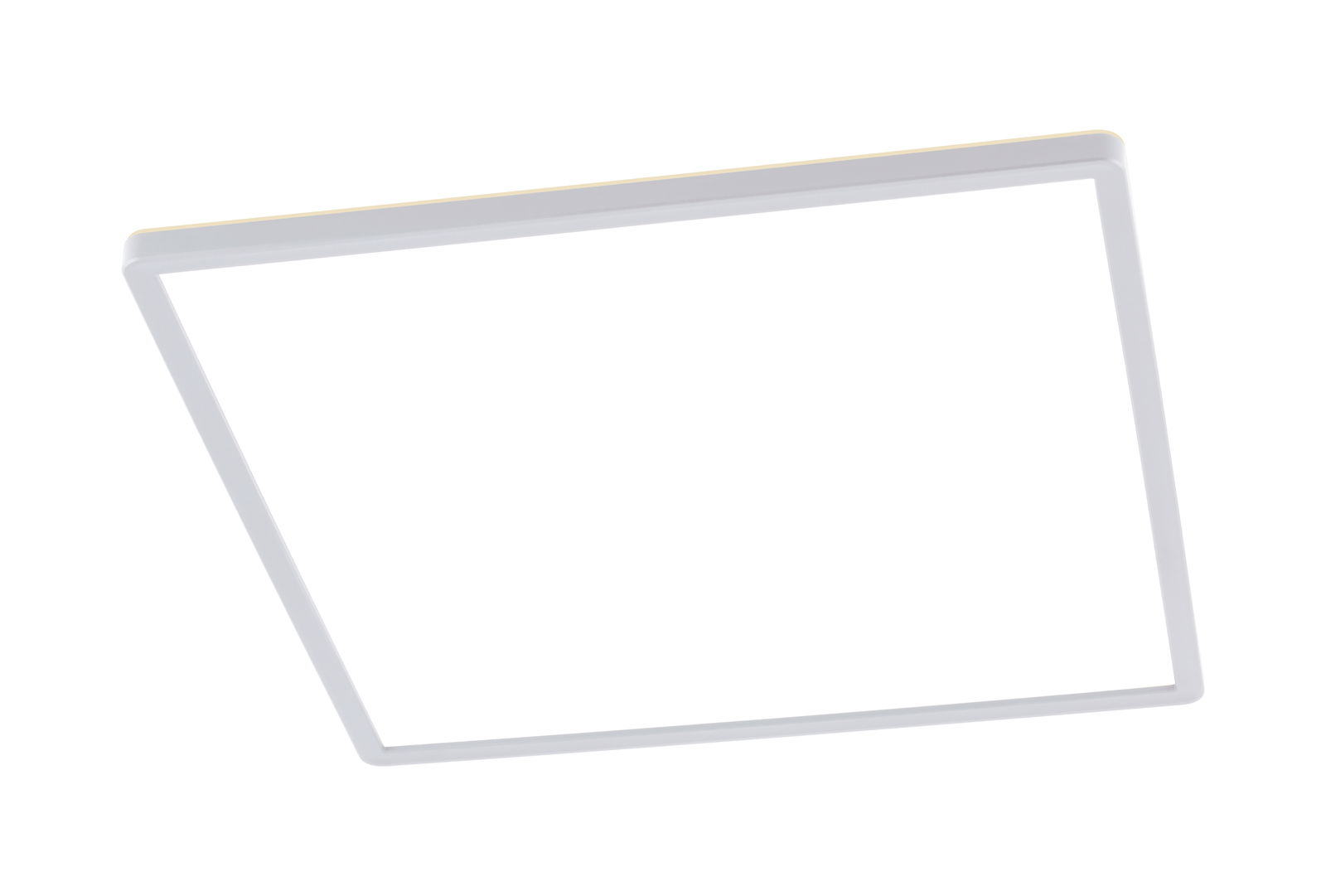 Quadratische LED-Deckenleuchte in schräger Perspektive