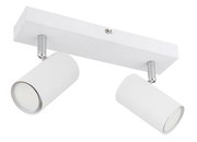 Moderner weißer Strahler mit zwei zylindrischen Leuchten, seitliche Perspektive