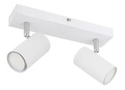 Moderner weißer Strahler mit zwei zylindrischen Leuchten, seitliche Perspektive