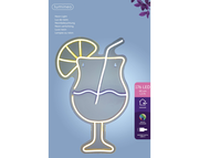 LED Neonlicht in Form eines Cocktailglases mit Zitrone und Strohhalm, Vorderansicht