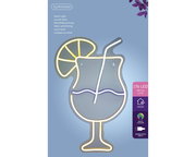 LED Neonlicht in Form eines Cocktailglases mit Zitrone und Strohhalm, Vorderansicht