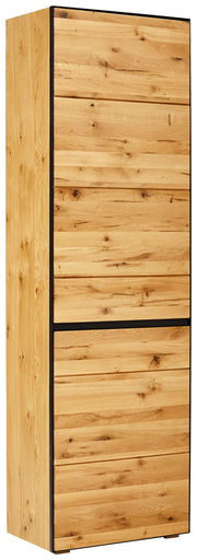 Garderobenschrank aus Holz mit natürlicher Maserung, rechte Perspektive