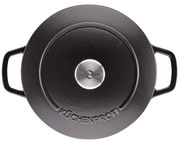 Runder Guss-Bräter 24 cm von oben mit zwei Griffen und Edelstahlknauf, Marke KÜCHENPROFI