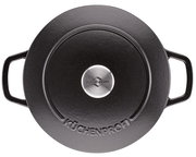 Runder Guss-Bräter 24 cm von oben mit zwei Griffen und Edelstahlknauf, Marke KÜCHENPROFI