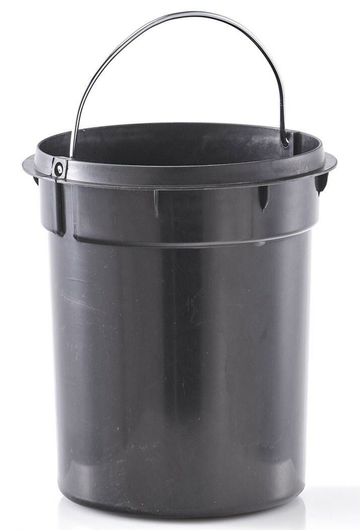 Schwarzer Kosmetikeimer aus Kunststoff mit Henkel, 3 Liter, seitliche Perspektive