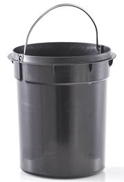 Schwarzer Kosmetikeimer aus Kunststoff mit Henkel, 3 Liter, seitliche Perspektive