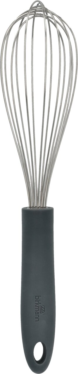 Birkmann Schneebesen COLOUR KITCHEN Grauer Schneebesen mit schwarzem Griff, frontal abgebildet