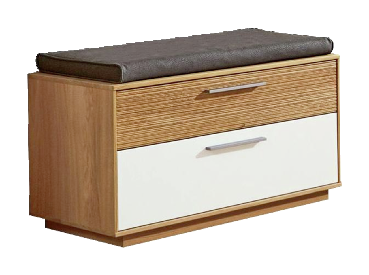 VOSS Bank LOVENO Holzbank mit zwei Schubladen und gepolstertem Sitzkissen, seitliche Perspektive