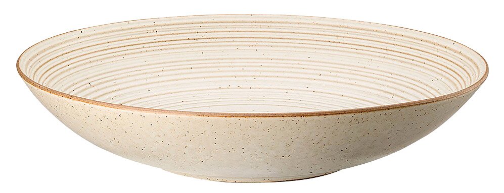 Suppenteller 23 cm aus Keramik mit feinen Rillen, seitliche Perspektive