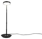 Stehleuchte mit rundem Lampenschirm und flexiblem Hals, seitliche Perspektive