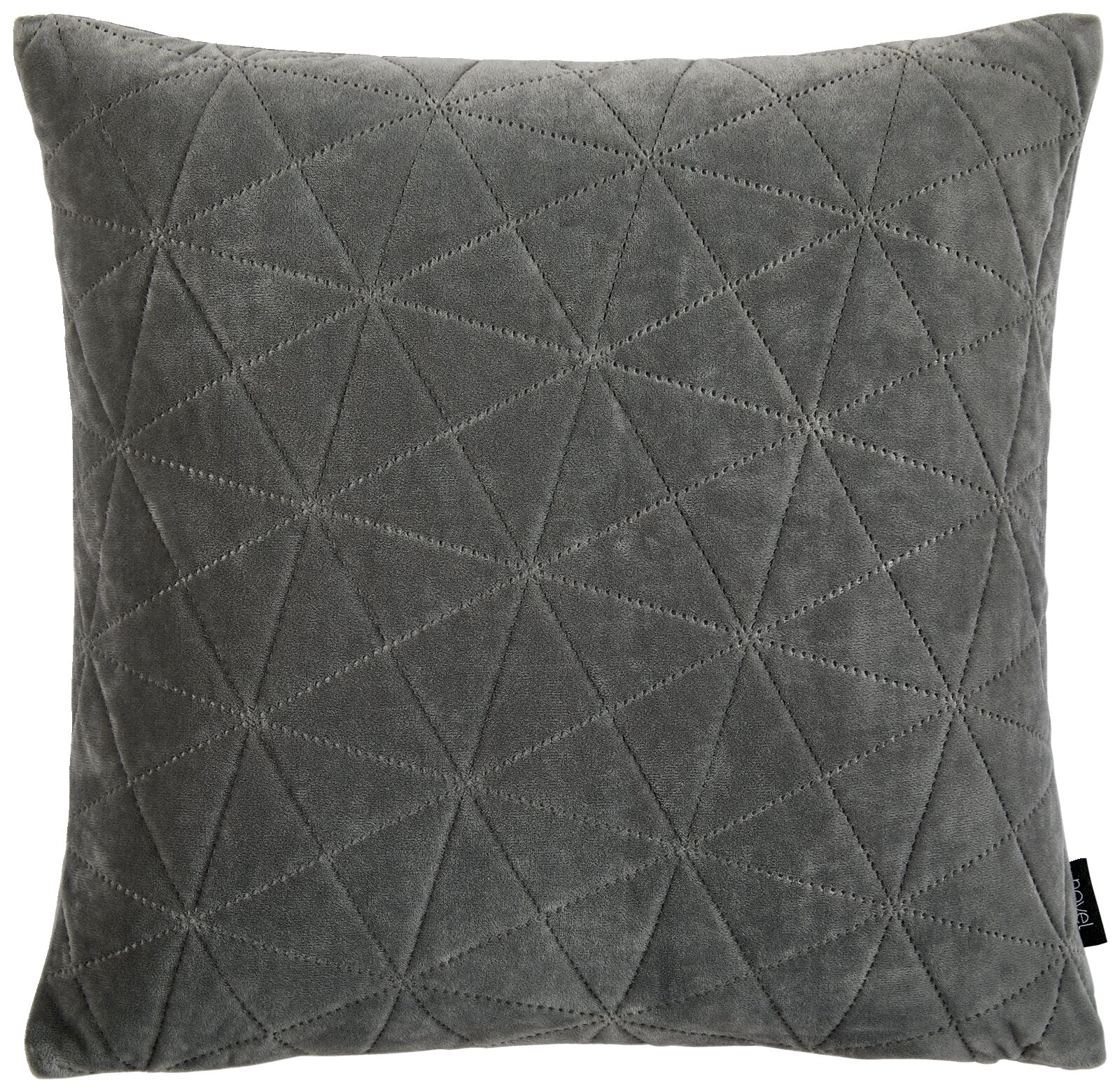 Novel Kissenhülle 48x48cm Graue Kissenhülle mit geometrischem Steppmuster, Frontalansicht