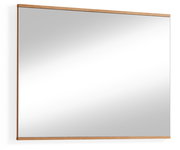 Moderner rechteckiger Spiegel mit Holzrahmen, seitliche Perspektive