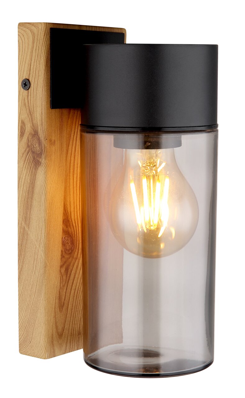 Globo Lighting Außenleuchte ETSI Moderne Außenleuchte mit Holz- und Metallelementen, seitliche Perspektive
