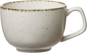 Beige Kaffeetasse Casa mit gesprenkeltem Design, seitliche Perspektive