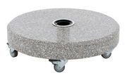 Runder Granitsockel mit Rollen, seitliche Perspektive