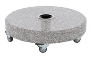 Runder Granitsockel mit Rollen, seitliche Perspektive