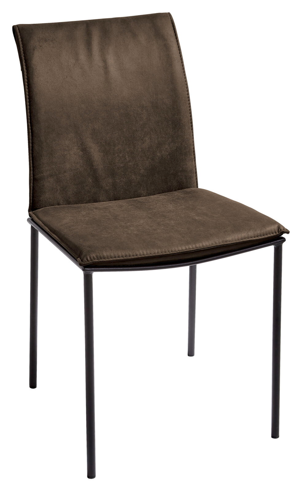 Valdera Stuhl LIGHTHOUSE Moderner Stuhl mit braunem Polster und schwarzem Metallgestell, seitliche Perspektive