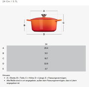 Kürbis-Bräter 24cm in Weiß, Seitenansicht mit Deckel und Griffen, Fassungsvermögen 3,7 Liter