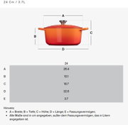 Kürbis-Bräter 24cm in Weiß, Seitenansicht mit Deckel und Griffen, Fassungsvermögen 3,7 Liter