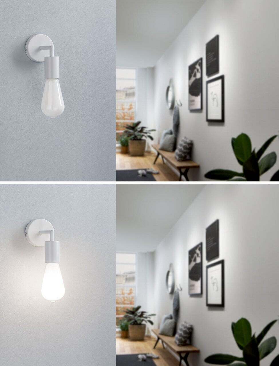 LED Leuchtmittel in einer modernen Wandhalterung, seitliche Perspektive