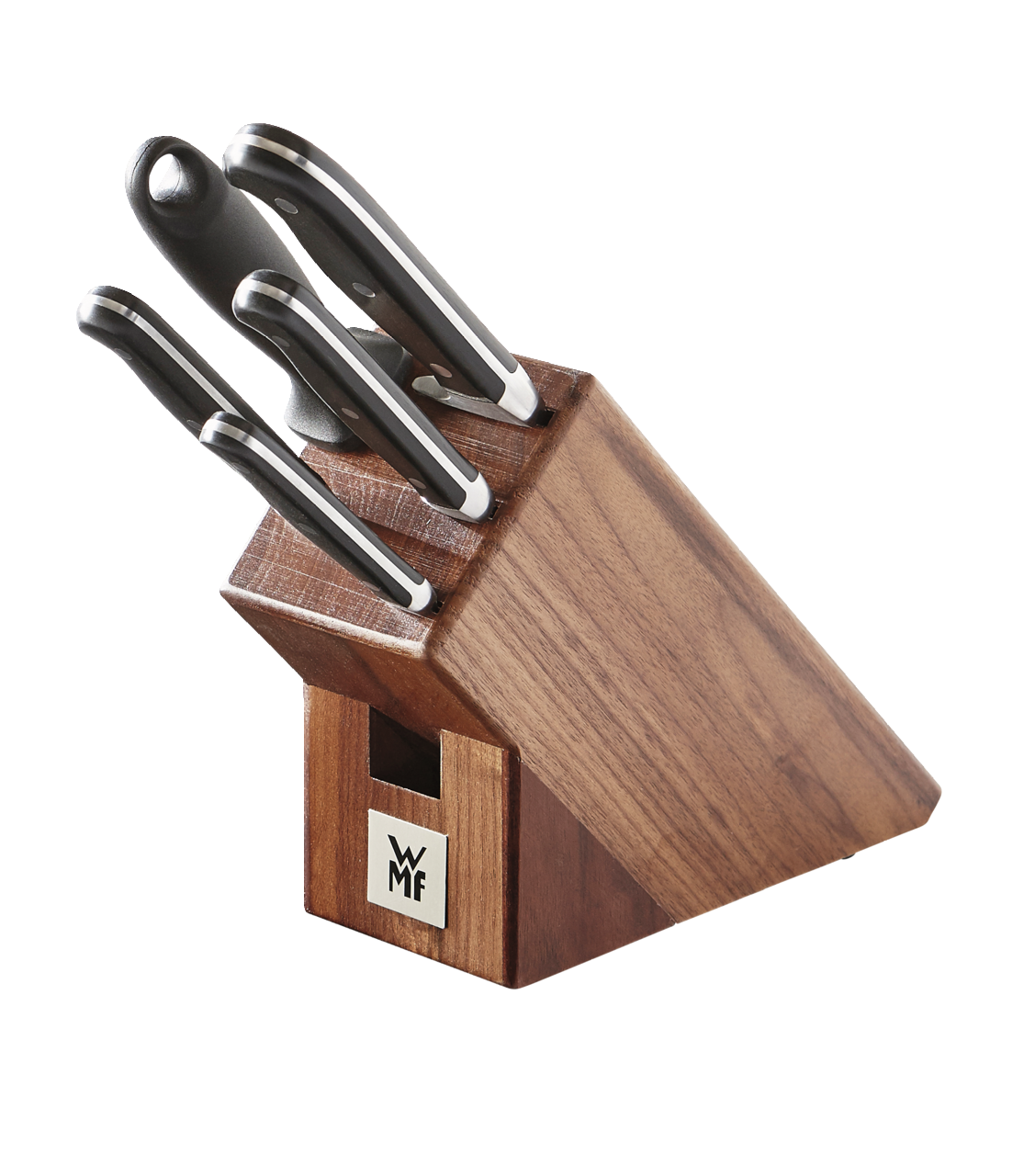 Messerblock Spitzenklasse 6-teilig aus Holz mit Messern, seitliche Perspektive