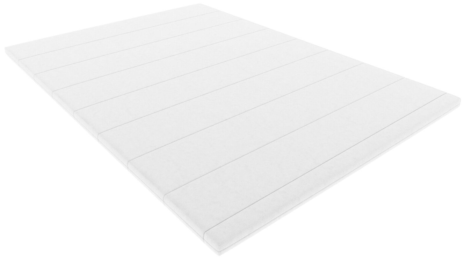Z2 Kaltschaumtopper Weiße, gesteppte Matratzenauflage/Topper mit Längskammern, schräg von oben in perspektivischer Ansicht freigestellt auf weißem Hintergrund
