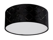 Schwarze Deckenleuchte mit geometrischem Muster, seitliche Perspektive