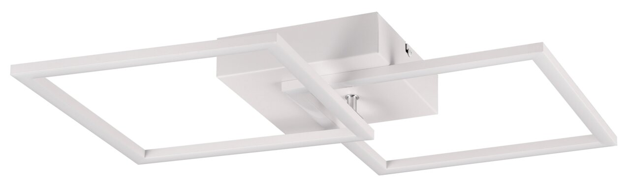 Moderne Deckenleuchte Trail mit zwei rechteckigen Rahmen in Weiß, seitliche Perspektive