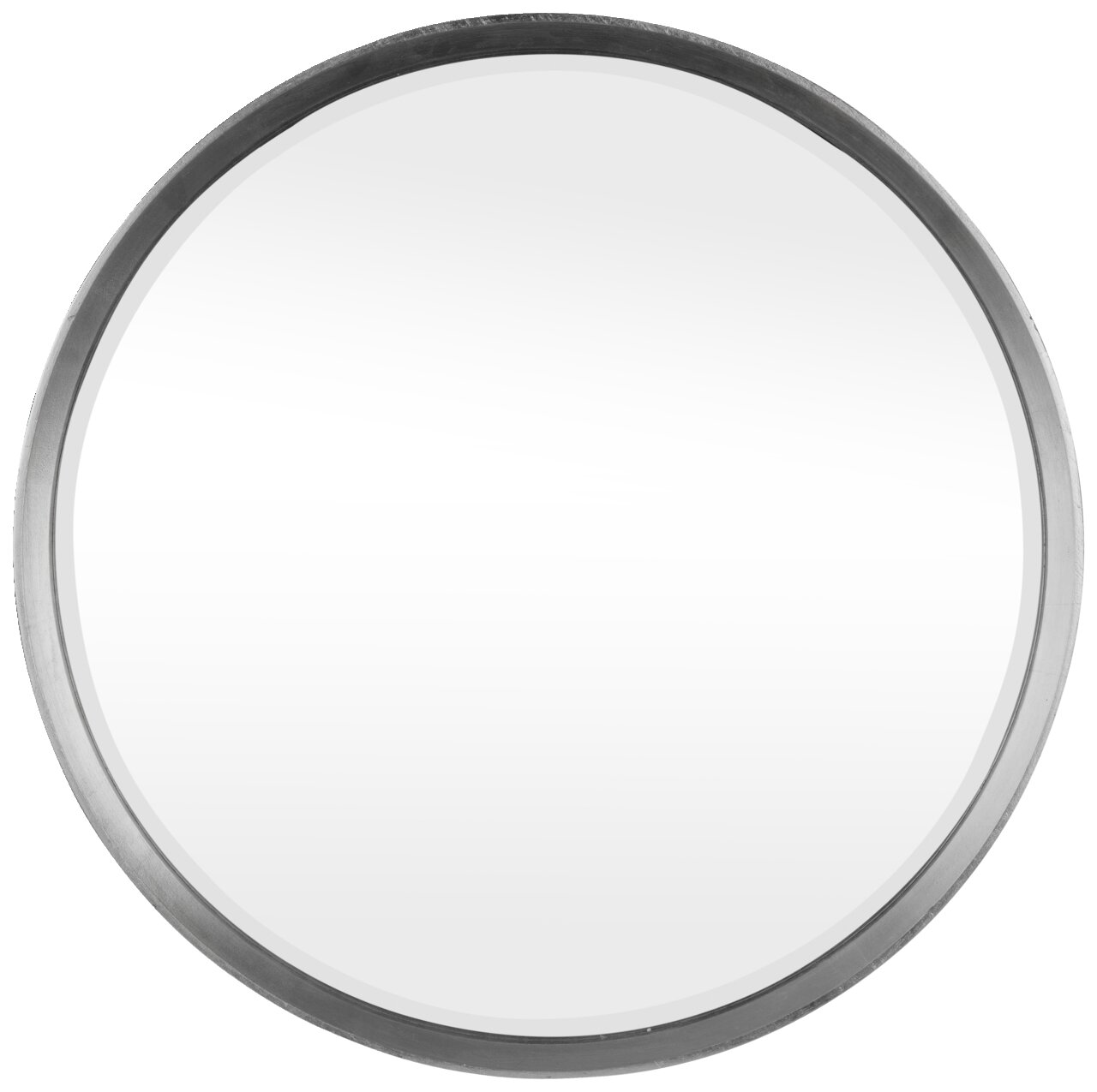 Runder Spiegel mit einem Durchmesser von ca. 73 cm, aus der Frontalperspektive fotografiert.