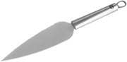 Tortenmesser aus Edelstahl mit gezackter Klinge und ergonomischem Griff, seitliche Perspektive