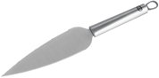 Tortenmesser aus Edelstahl mit gezackter Klinge und ergonomischem Griff, seitliche Perspektive