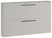 Schuhschrank der Serie UBBE von Germania in seitlicher Perspektive mit zwei Klappen und schwarzen Griffen.