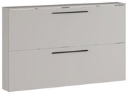 Schuhschrank der Serie UBBE von Germania in seitlicher Perspektive mit zwei Klappen und schwarzen Griffen.