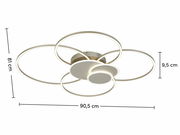 Moderne LED-Deckenleuchte mit kreisförmigem Design, seitliche Perspektive