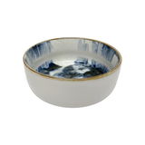 Keramikschale mit blauem Muster, seitliche Perspektive