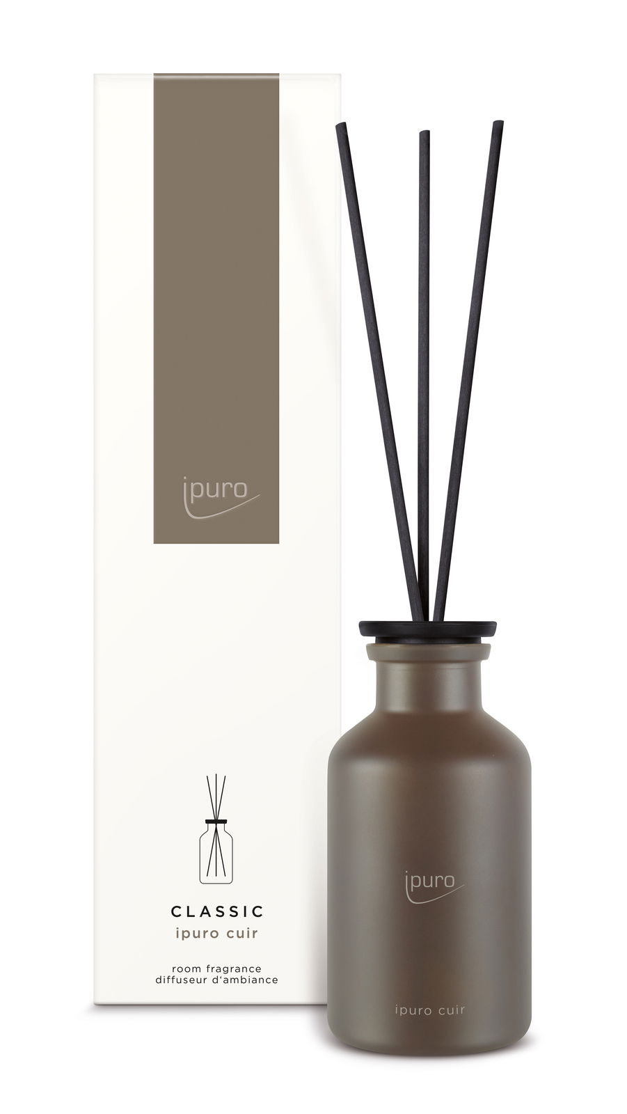 Ipuro Classic Cuir Raumduft 240ml mit Stäbchen, Vorderansicht