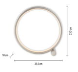 Runde Tischleuchte MINI RITUS in Seitenansicht mit einem Durchmesser von 25,5 cm und einer Höhe von 10 cm.