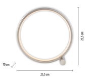 Runde Tischleuchte MINI RITUS in Seitenansicht mit einem Durchmesser von 25,5 cm und einer Höhe von 10 cm.