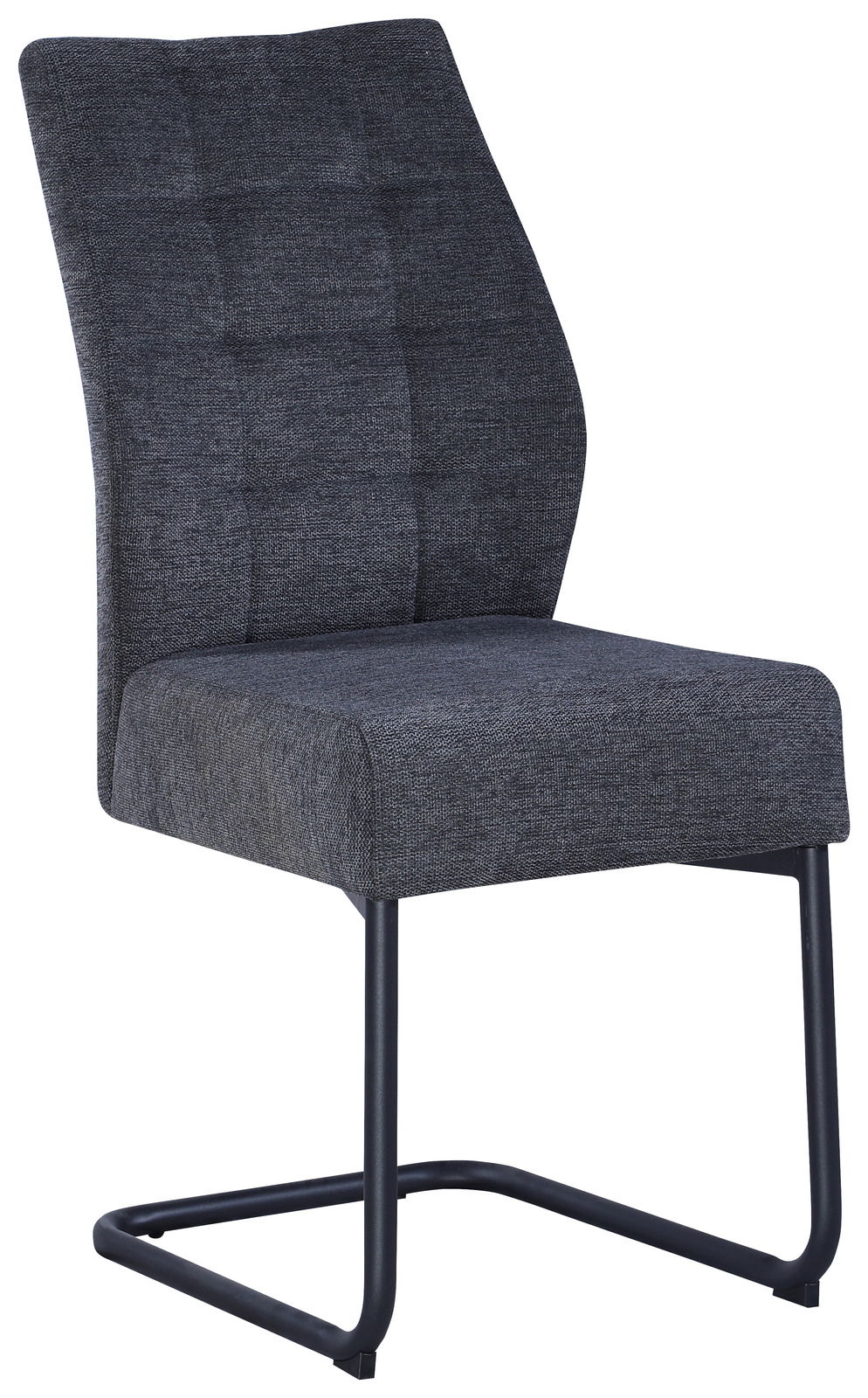 Osca Schwingstuhl PATRICIA Moderner Schwingstuhl mit grauem Stoffbezug und schwarzem Metallgestell, seitliche Perspektive