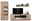 Wandkombination aus Holz mit TV-Schrank, Vitrine und Wandregal, frontal betrachtet.