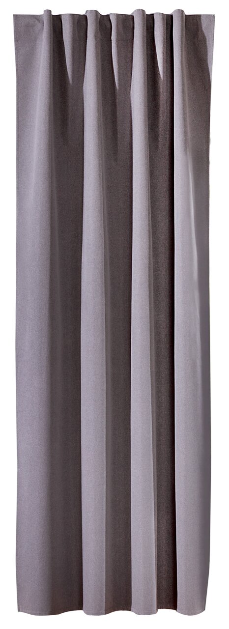 Grauer Verdunklungsvorhang in voller Länge, frontal fotografiert
