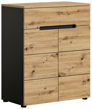 Schuhkommode aus Holz mit schwarzem Korpus, Frontansicht