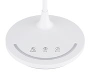 Weiße Tischleuchte mit Touch-Bedienfeld, Ansicht von oben